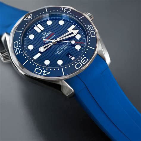 omega blue rubber strap seamaster|Omega Seamaster original rubber strap.